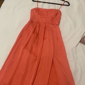 BCBG Maxazria Coral Pink Bustier Dress Slit Sz 0